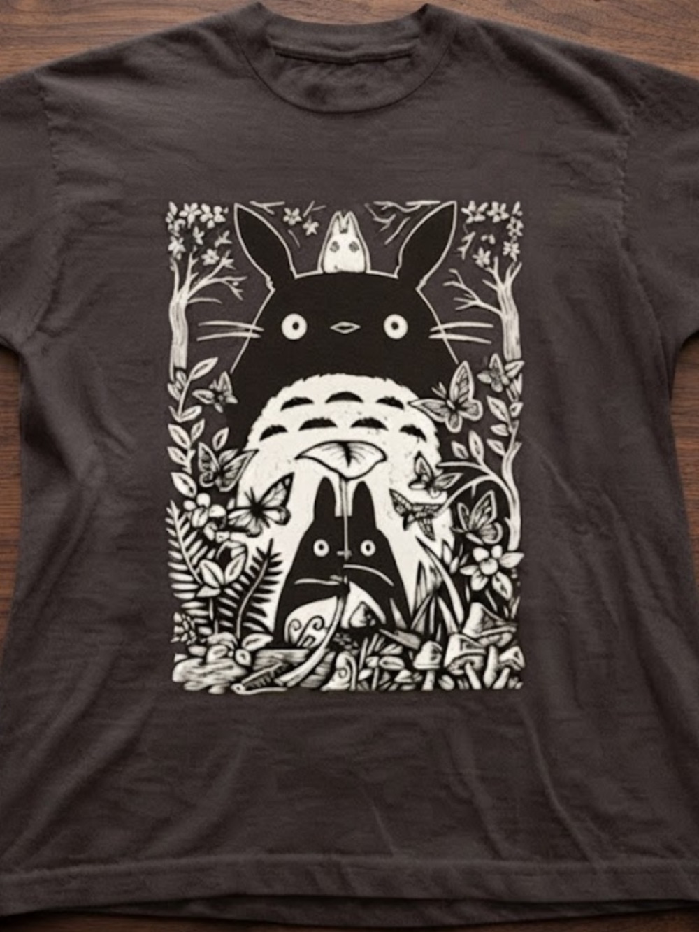 My Neighbor Totoro Forest Trees Butterflies Studio Ghibli Vintage T-Shirt
